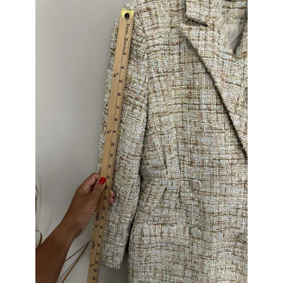 Jason Wu Jacket Tweed long Trench Blazer Boucle Double Breast cream  Size Small - Picture 5 of 12